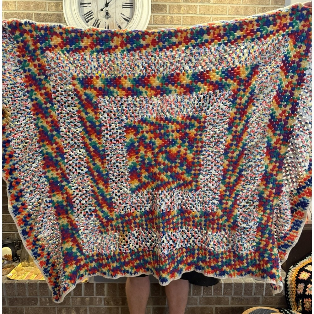 🌈 Hand-Crocheted Rainbow Afghan – 57" x 41" 🧶